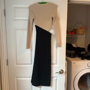 Lulu's Beige and Black Asymmetrical Dress